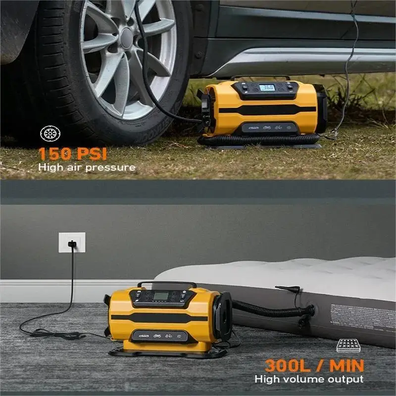 Air Compressor Portable Dual Power 110V-230V AC/DC Air Car Compressor Inflator Pump Tire Inflator for Car Boat Bicycle Mattress