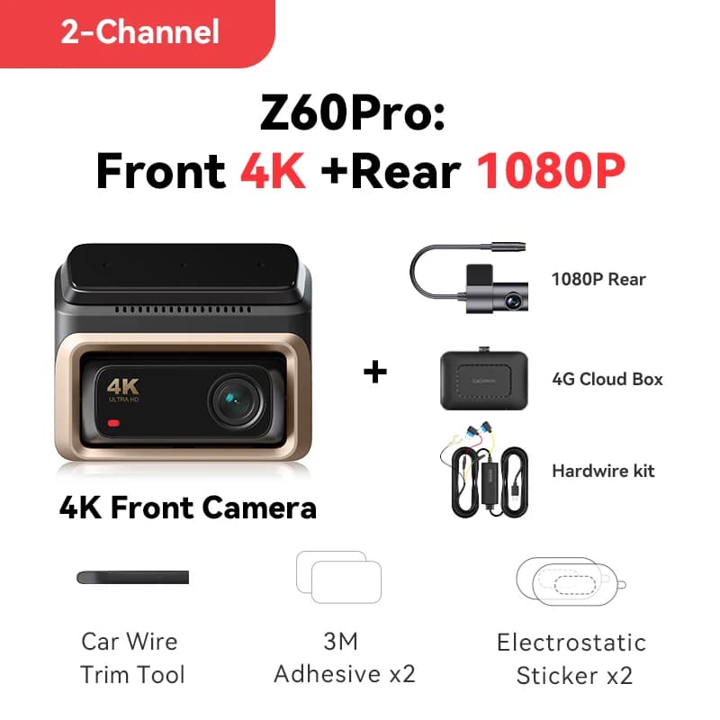 DDPAI 4K Dash Cam Z60 Pro HDR Support Front and Rear Interior Car Camera SONY STARVIS2 678 Sensor 5GHz Wi-Fi GPS ADAS 4G Car DVR