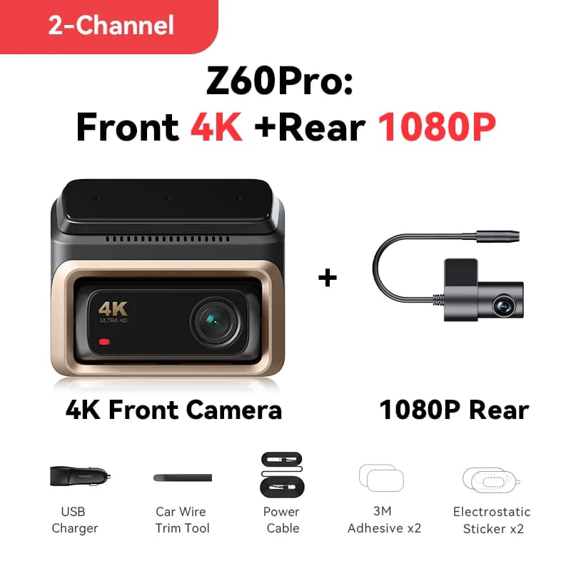 DDPAI 4K Dash Cam Z60 Pro HDR Support Front and Rear Interior Car Camera SONY STARVIS2 678 Sensor 5GHz Wi-Fi GPS ADAS 4G Car DVR