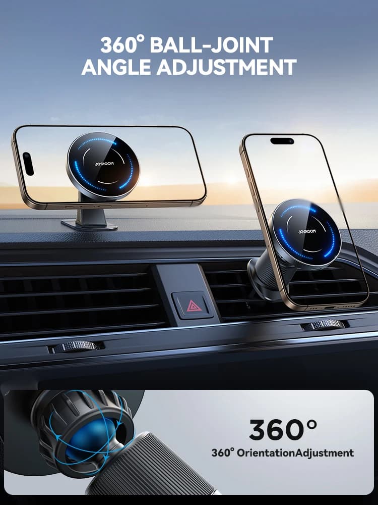 Joyroom Magnetic Car Phone Holder Mount Dashboard &amp; Air Vent Wirelees Charging Phone Holder For iPhone 16 15  14 13 12 JR-ZS502