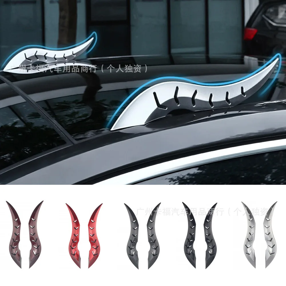 1 Pair Car Roof Dragon Horn Modification Creative Vehicle Head Decor No-Drill Install Accessories Universal for Sedan SUV Truck