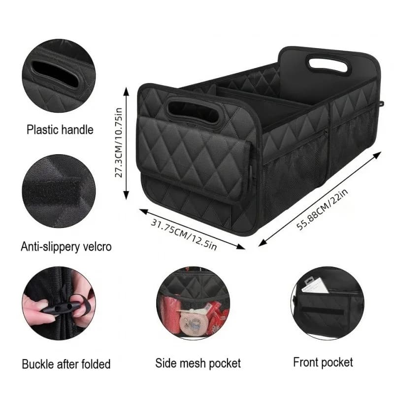Car Trunk Organizer for SUV, Car Storage with 6 Pocket, Car Accessories for Women/Men 50L Waterproof Trunk Organizer
