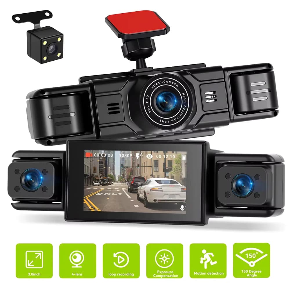 Podofo 1080P 4-kanałowa kamera-samochodowa nocna pętla-nagrywania detekcja-ruchu 🚗