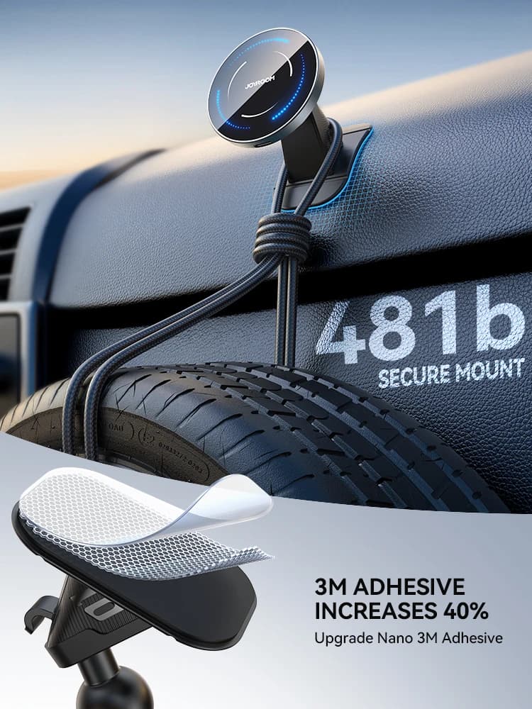 Joyroom Magnetic Car Phone Holder Mount Dashboard &amp; Air Vent Wirelees Charging Phone Holder For iPhone 16 15  14 13 12 JR-ZS502