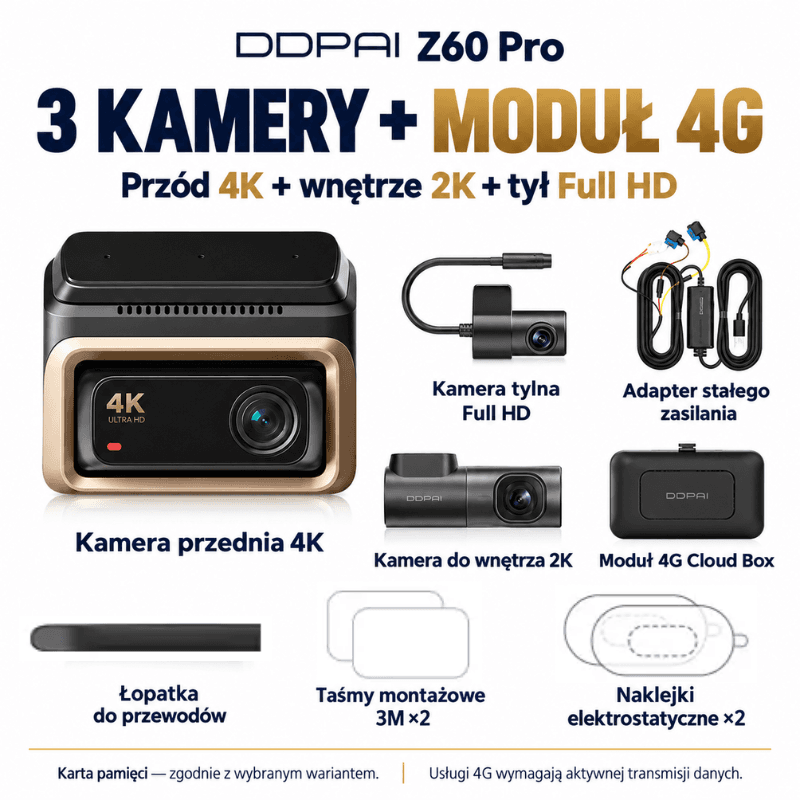 Kamera 24/7 wideo rejestrator Z60 Pro 4K przód-tył SONY STARVIS2 📹