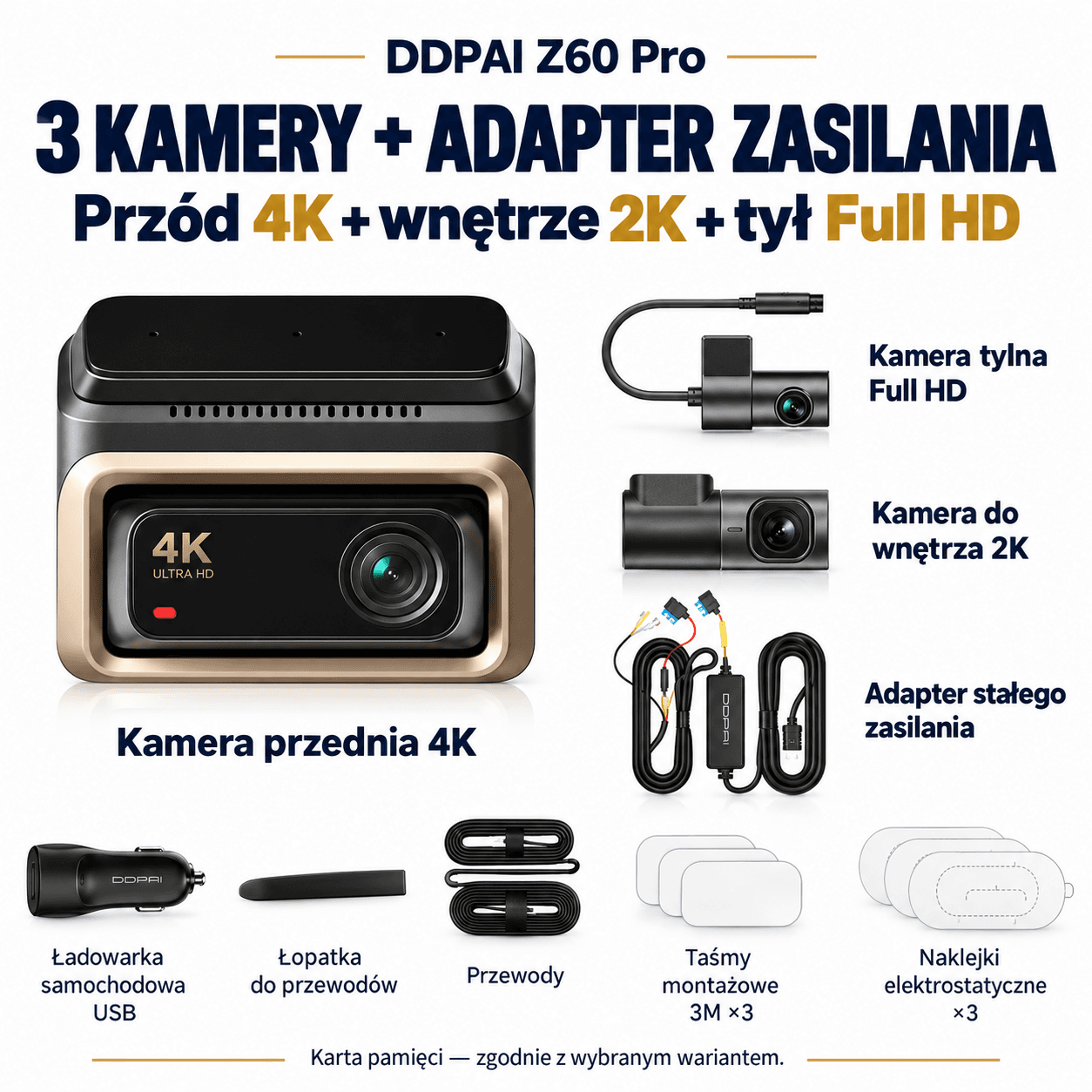 Kamera 24/7 wideo rejestrator Z60 Pro 4K przód-tył SONY STARVIS2 📹