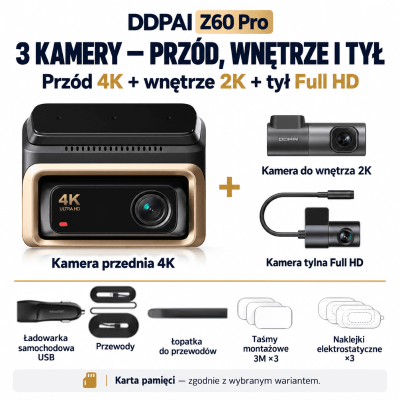 Kamera 24/7 wideo rejestrator Z60 Pro 4K przód-tył SONY STARVIS2 📹