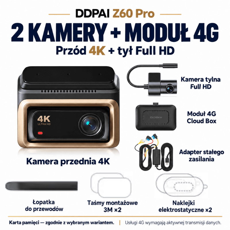 Kamera 24/7 wideo rejestrator Z60 Pro 4K przód-tył SONY STARVIS2 📹