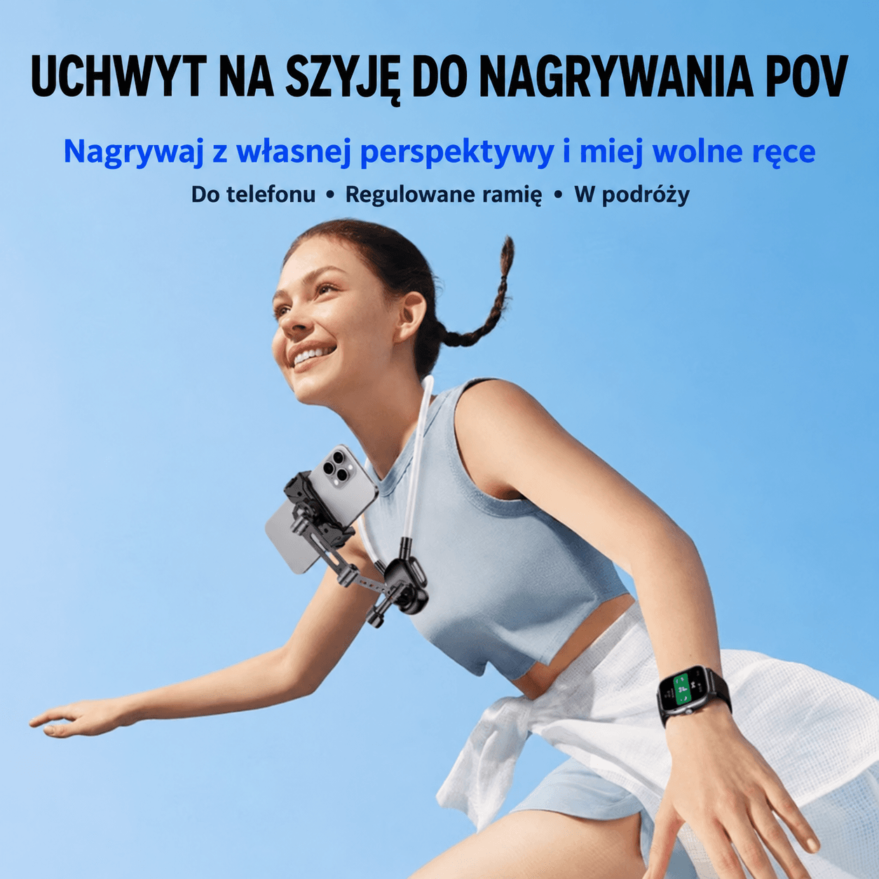 Uchwyt na szyję do telefonu – do nagrywania POV, składany