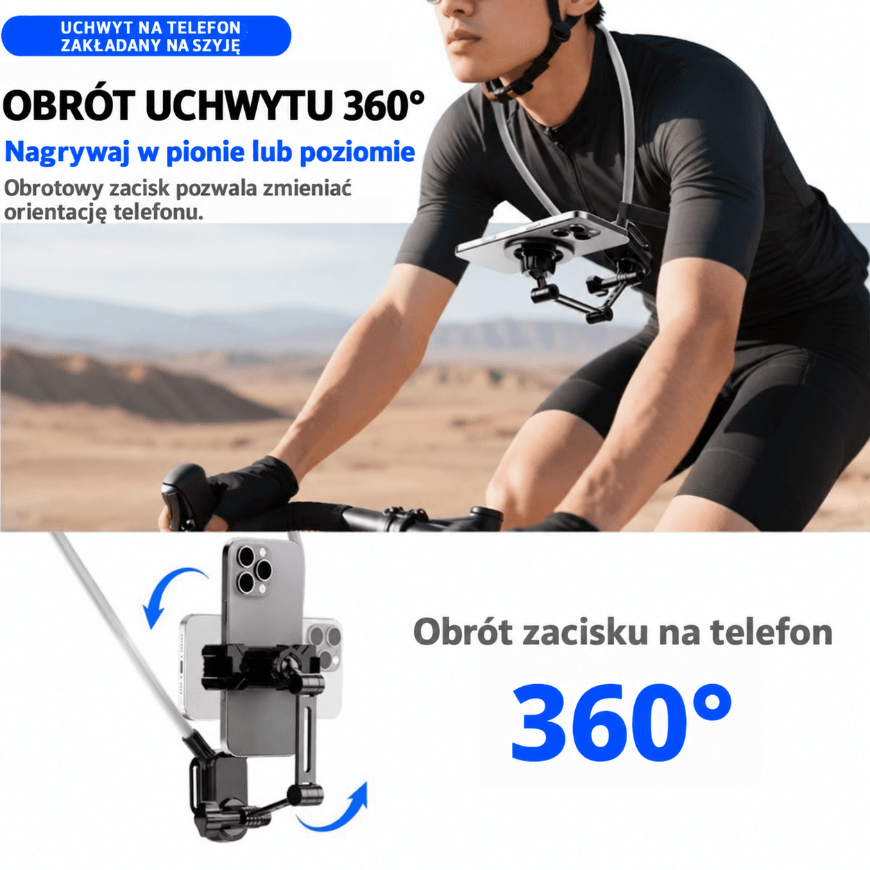 Uchwyt na szyję do telefonu – do nagrywania POV, składany