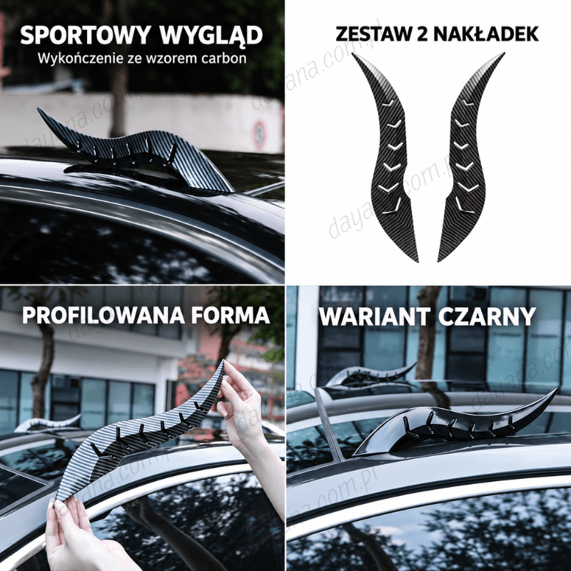 Smocze rogi na dach samochodu – zestaw 2 nakładek dekoracyjnych