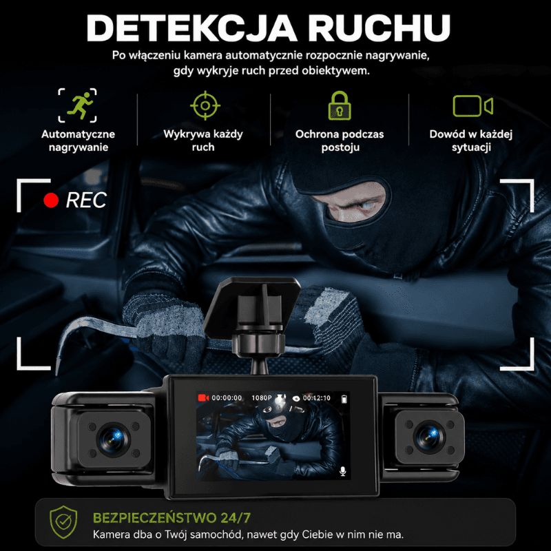 Podofo 1080P 4-kanałowa kamera-samochodowa nocna pętla-nagrywania detekcja-ruchu 🚗