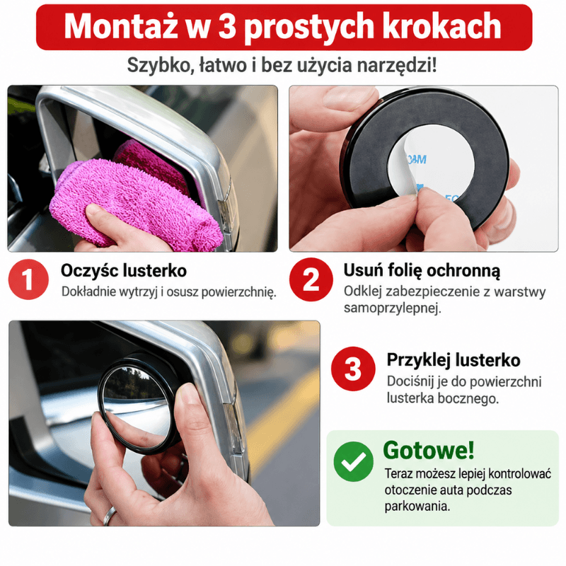 Lusterka martwego pola 5 cm – zestaw 2 sztuk na lusterka boczne