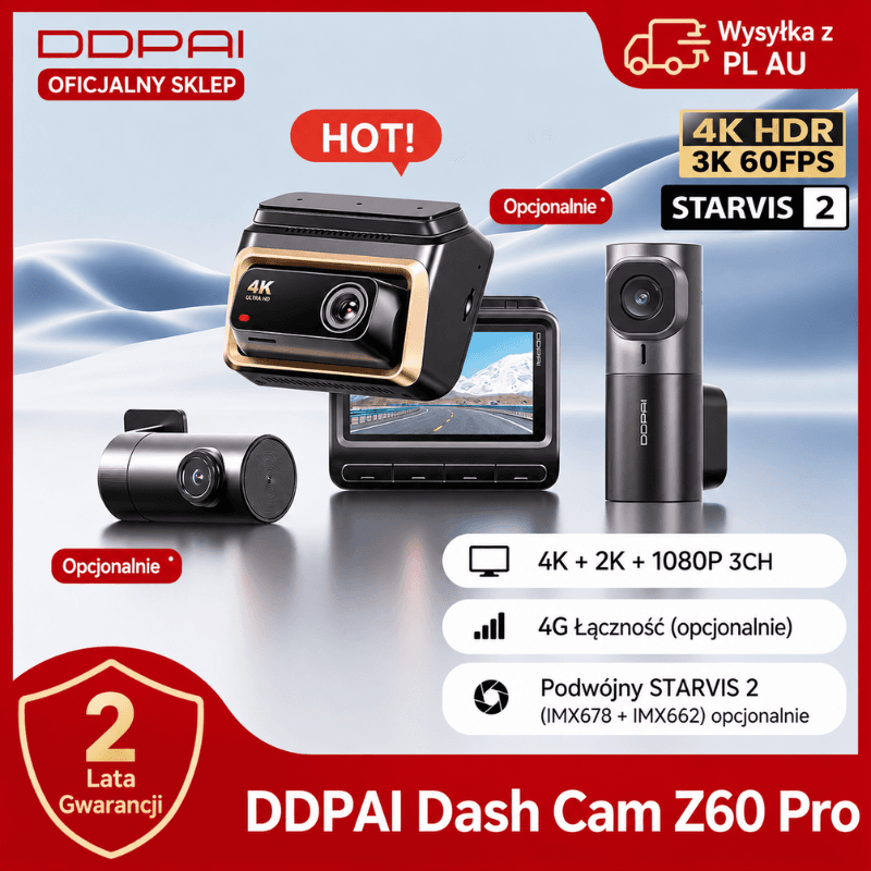 Kamera 24/7 wideo rejestrator Z60 Pro 4K przód-tył SONY STARVIS2 📹