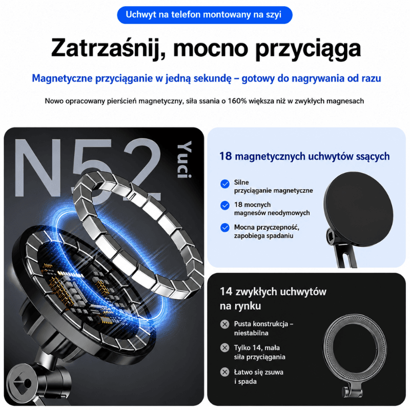 Uchwyt na szyję do telefonu – do nagrywania POV, składany