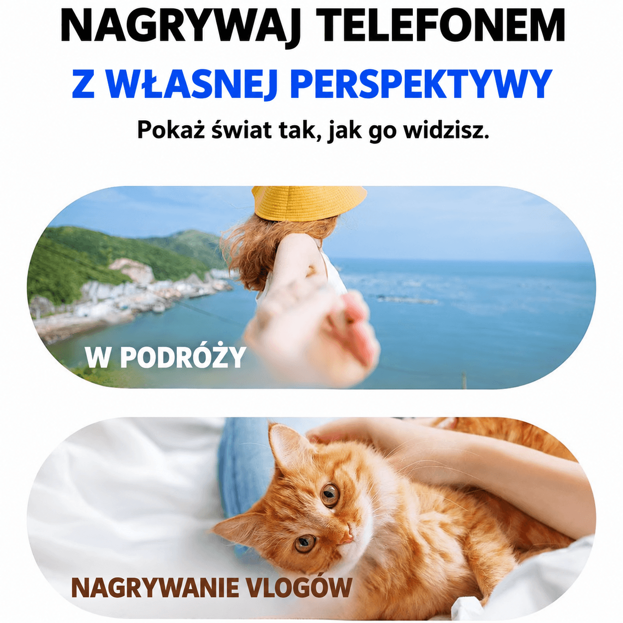 Uchwyt na szyję do telefonu – do nagrywania POV, składany